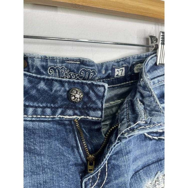 Women’s Y2K Blue Miss Me Jeans Signature Bootcut Rhinestone Pockets 27x32