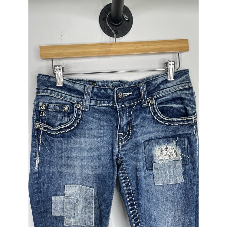 Women’s Y2K Blue Miss Me Jeans Signature Bootcut Rhinestone Pockets 27x32