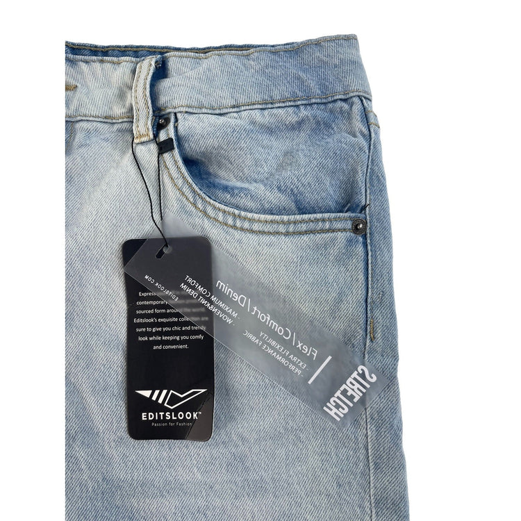 Women's Editslook Light Wash Boyfriend Denim Shorts Size 36