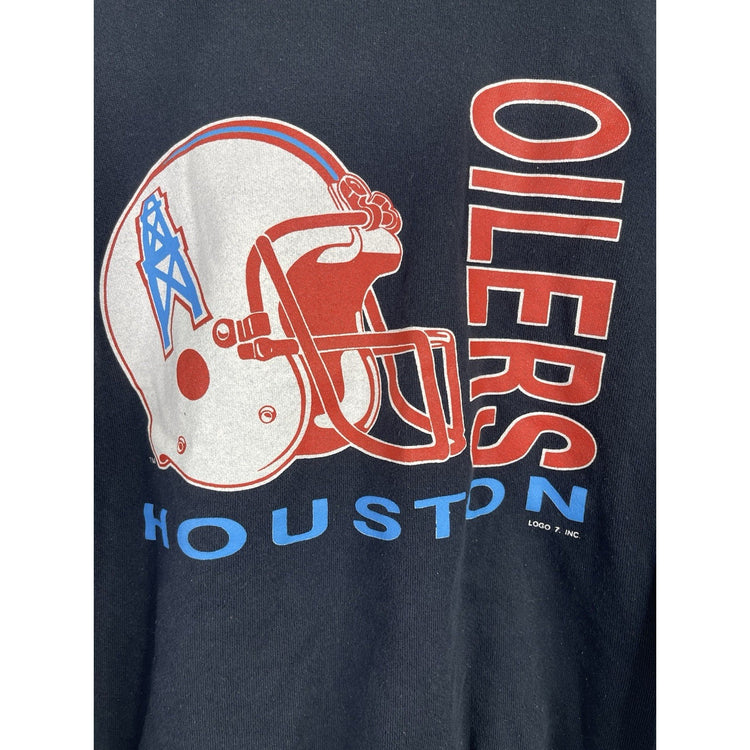 Men’s Houston Oilers NFL Football Helmet 90s Black Logo 7 Inc Sweatshirt Sz L