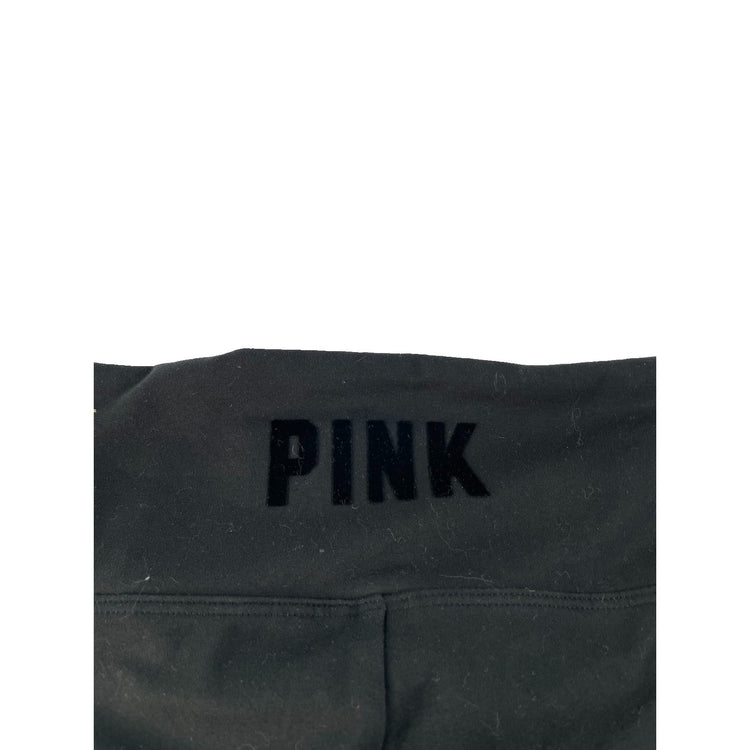 Women's PINK Active Black Ruched Waist Athletic Leggings, Size L