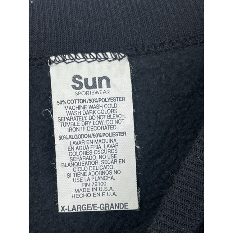 Vintage 90s Sun Sportswear Halloween Sweatshirt Black with Cats, Pumpkins, & Candy Corn Size XL