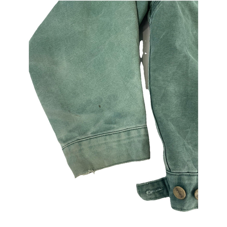 Mens Vintage Carhartt Green Blanket Lined Denim Jacket Size M