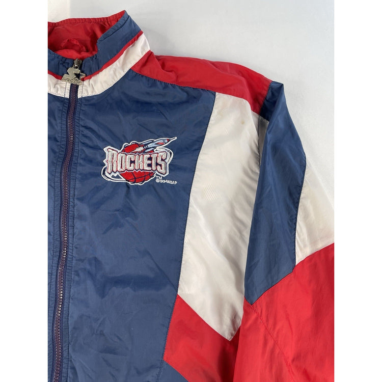 Mens Vintage 90s Starter Houston Rockets NBA Full-Zip Windbreaker Jacket Size L