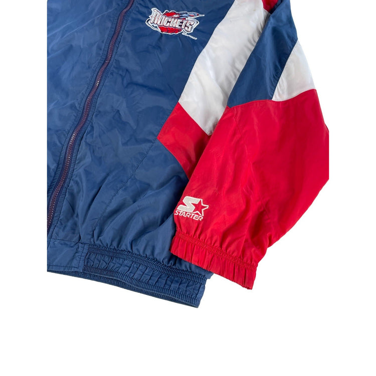 Mens Vintage 90s Starter Houston Rockets NBA Full-Zip Windbreaker Jacket Size L