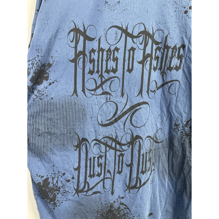 Men’s Vintage Y2K Blue Double Sided Graphic Short Sleeve T Shirt Sz XXL