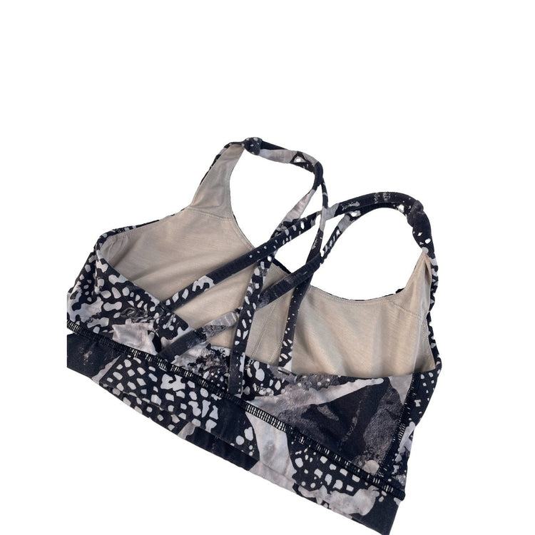 Women's Lululemon Abstract Print Criss-Cross Strap Athletic Sports Bra Size 6