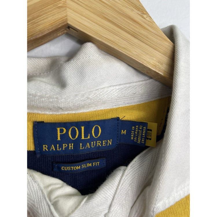 Men’s Polo Ralph Lauren Rugby Striped Blue And Yellow Shirt Sz M