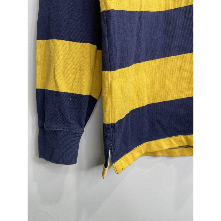 Men’s Polo Ralph Lauren Rugby Striped Blue And Yellow Shirt Sz M