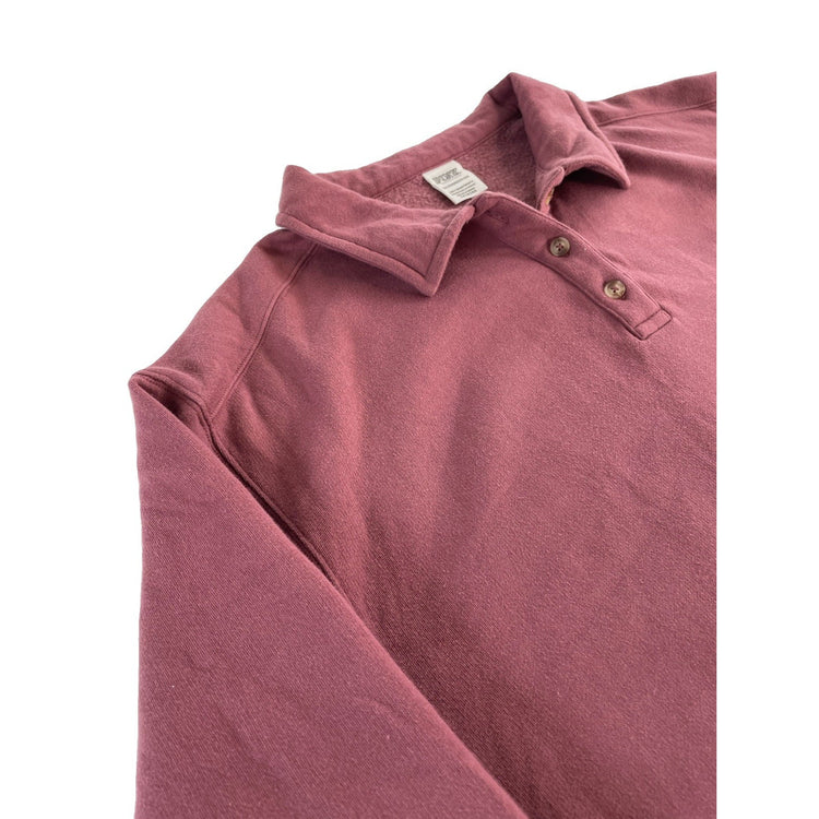 Women Victoria Secret PINK Collared Henley Pullover Sweatshirt MauveRose SizeXXL