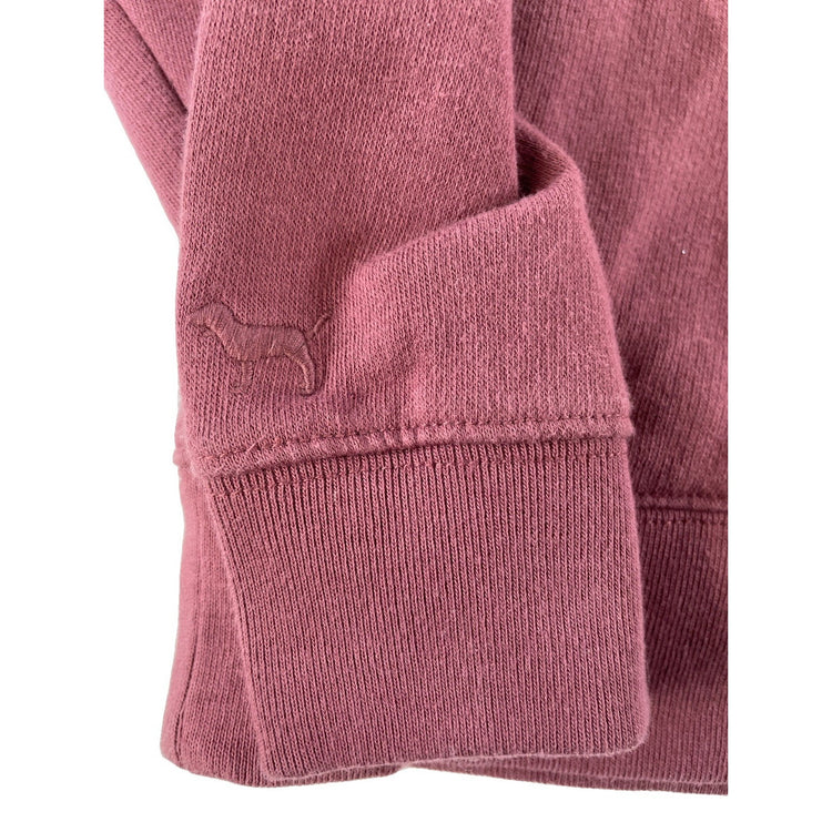 Women Victoria Secret PINK Collared Henley Pullover Sweatshirt MauveRose SizeXXL