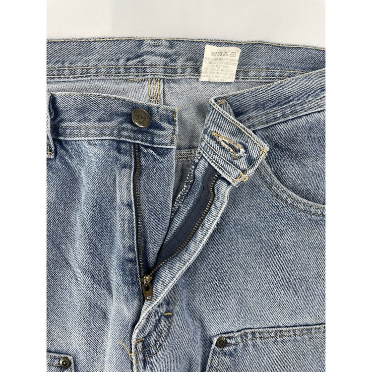 Mens Vintage Carhartt Light Wash Stained Double Knee Carpenter Jeans SIZE 33x30