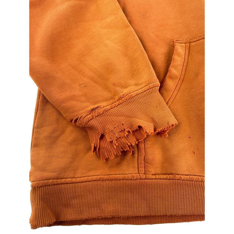 Mens Element Distressed Grunge Hoodie Orange Size L