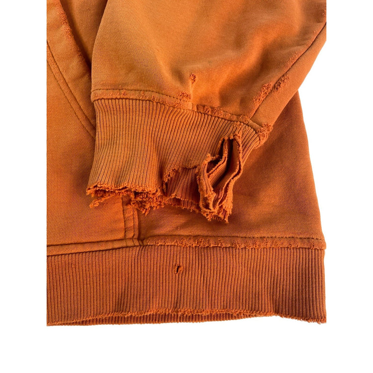 Mens Element Distressed Grunge Hoodie Orange Size L