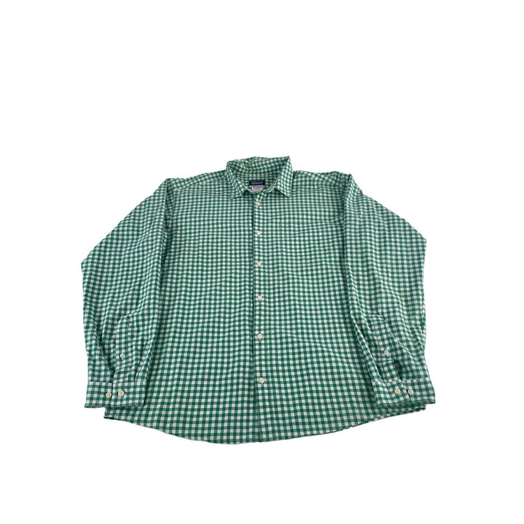 Mens Patagonia Green And White Gingham Button Up Shirt Size XL