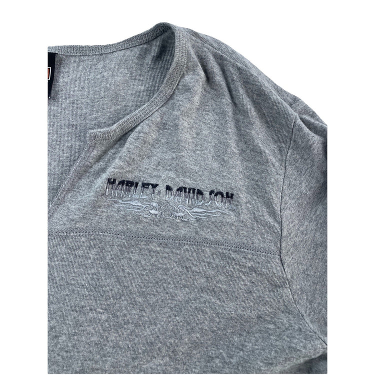 Women’s Harley Davidson Gray LongSleeve V-Neck Shirt Size L