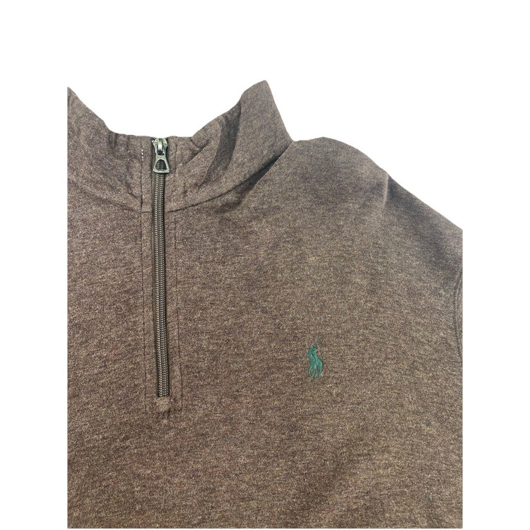 Mens Polo Ralph Lauren Size XL Brown Quarter Zip Sweater