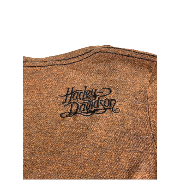 Womens Harley Davidson Motorcycle Brown Slim Fit Tee Size L
