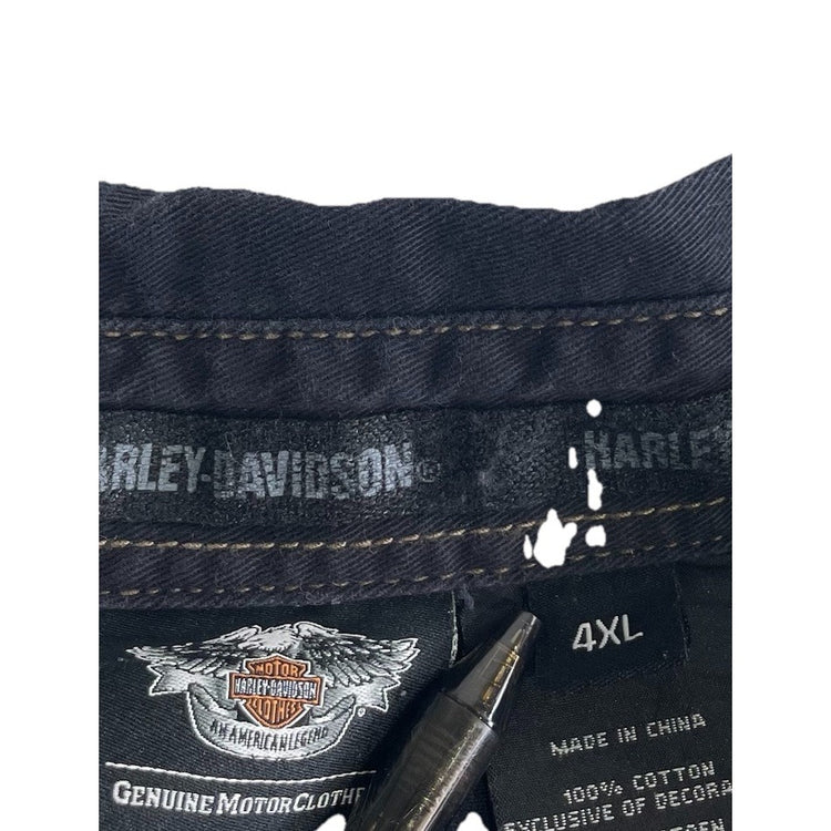 Mens Harley Davidson Biker SS Button-Up Black Shirt Size 4XL