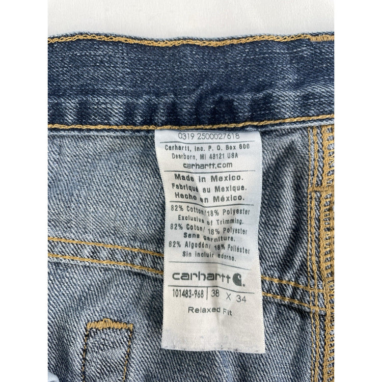 Mens Carhartt Relaxed Fit Medium Wash Blue Jeans Size 38x34
