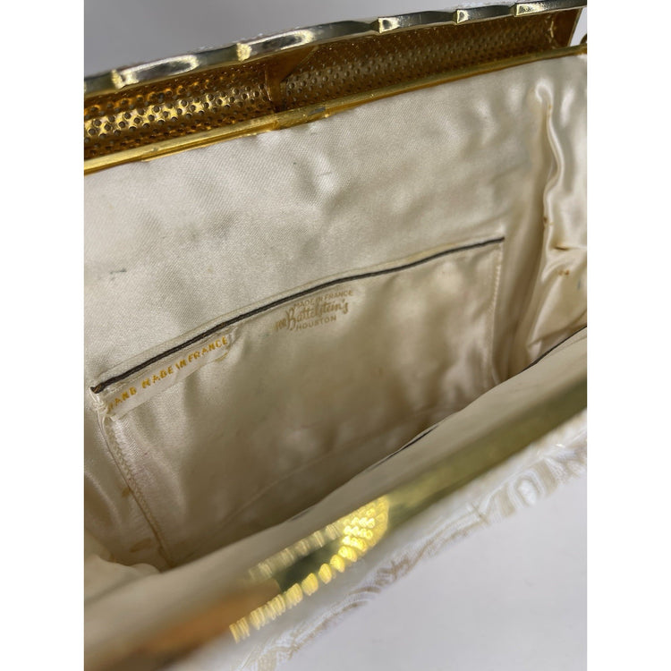 Vintage Beaded Purse w Beaded Handle Goldtone Trim Clasp With Small Coin Pouch