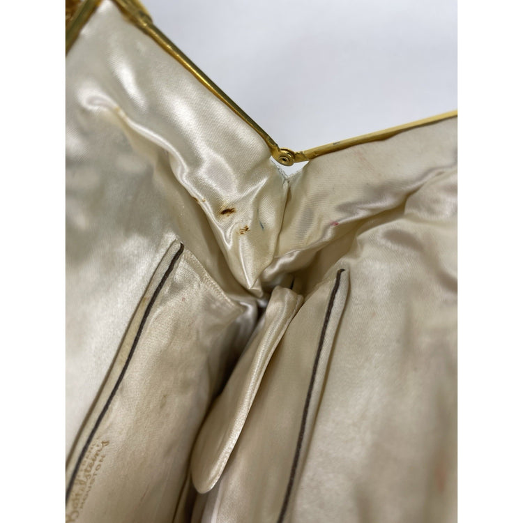 Vintage Beaded Purse w Beaded Handle Goldtone Trim Clasp With Small Coin Pouch