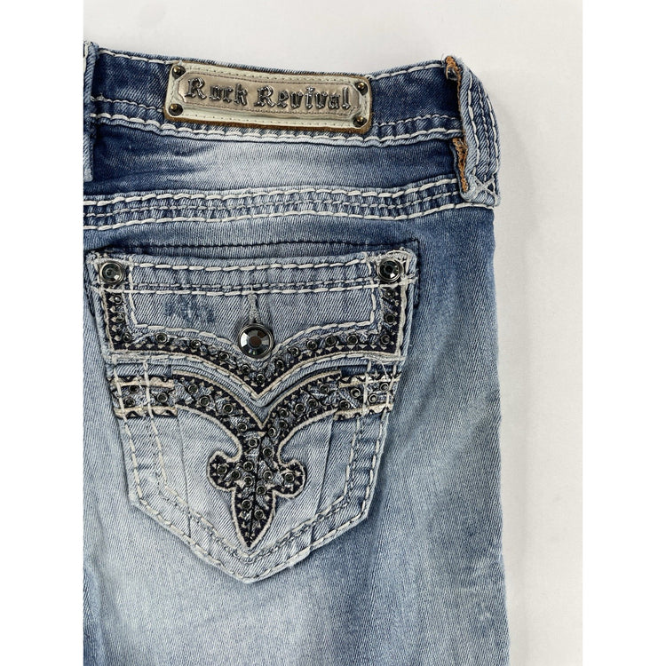Women’s Rock Revival Yonka Mid-rise Bootcut, Light Was Blue Jeans Size 30