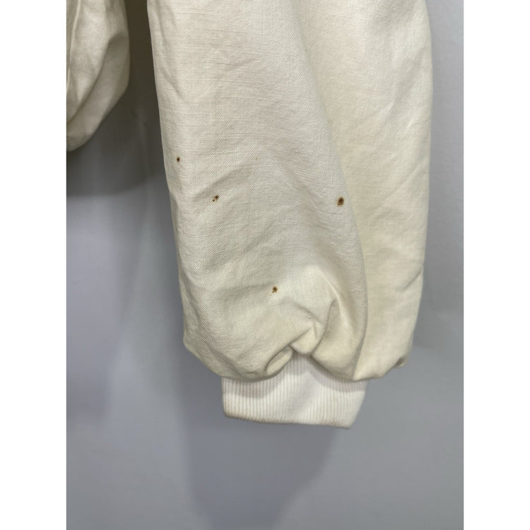 Men’s Vintage DM Apparel White Desert Village Patchwork Bomber Jacket Sz 2XL