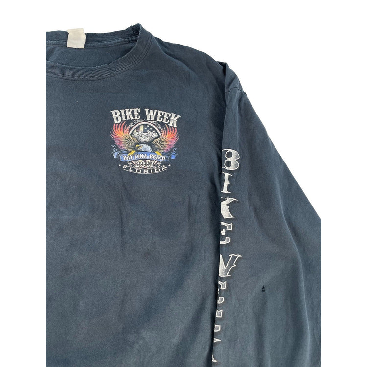 Mens Gildan Daytona Beach Bike Week 2017 Graphic Long Sleeve T-Shirt Size XL