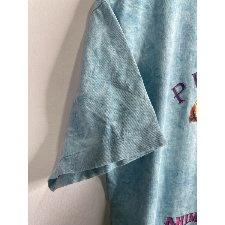 Men’s Vintage 90s Blue Tie-Dye Common Puffins Animal Republic Graphic Tee Sz L