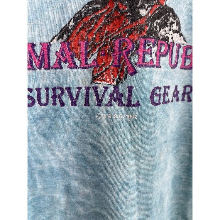 Men’s Vintage 90s Blue Tie-Dye Common Puffins Animal Republic Graphic Tee Sz L