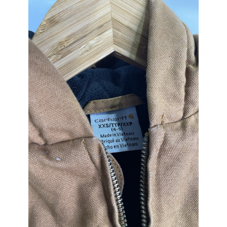 Vtg Carhartt Jacket Youth Large Duck Brown Canvas Lined Hooded
