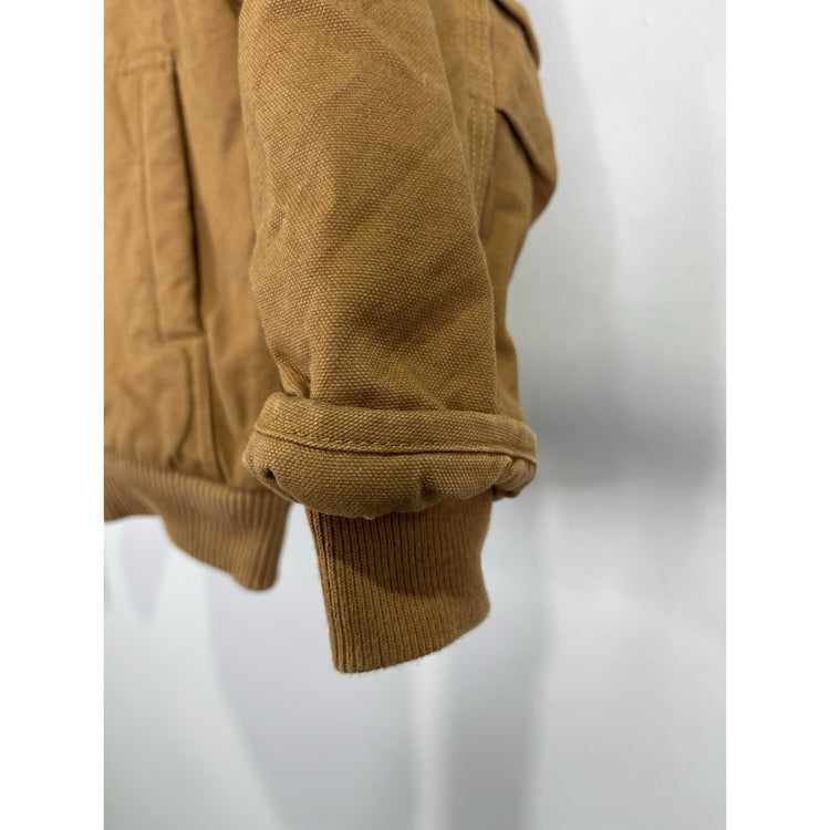 Vtg Carhartt Jacket Youth Large Duck Brown Canvas Lined Hooded