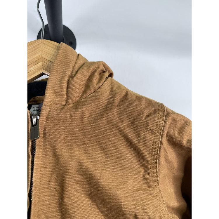 Vtg Carhartt Jacket Youth Large Duck Brown Canvas Lined Hooded