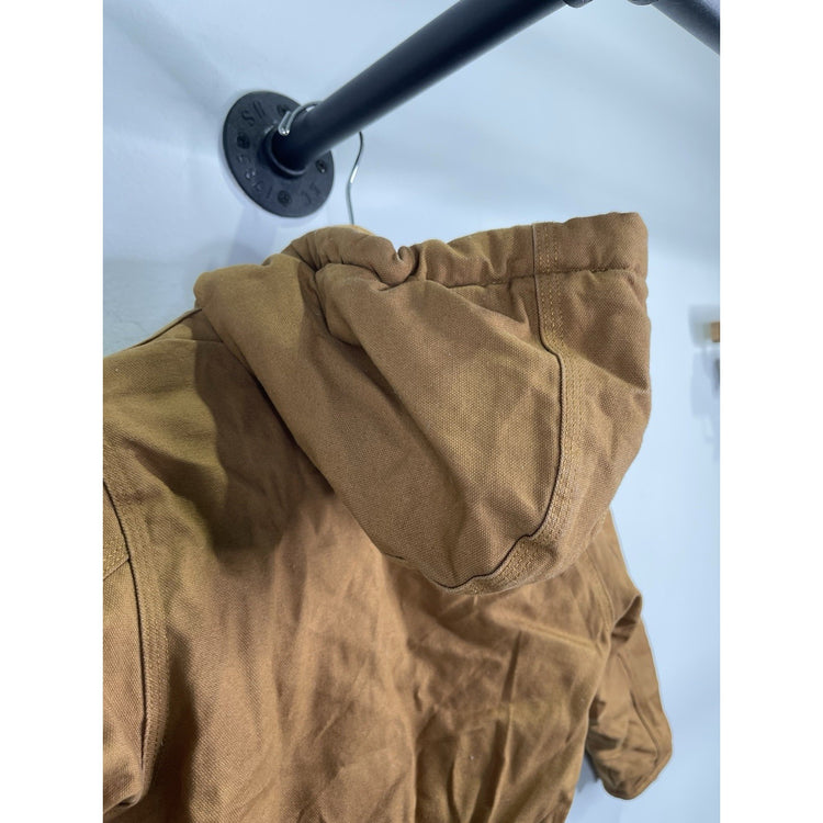 Vtg Carhartt Jacket Youth Large Duck Brown Canvas Lined Hooded