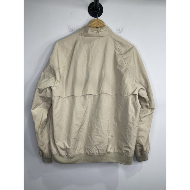 Men’s Vintage 80s Izod Lacoste Lined Cafe Racer Bomber Jacket Beige Khaki Sz L