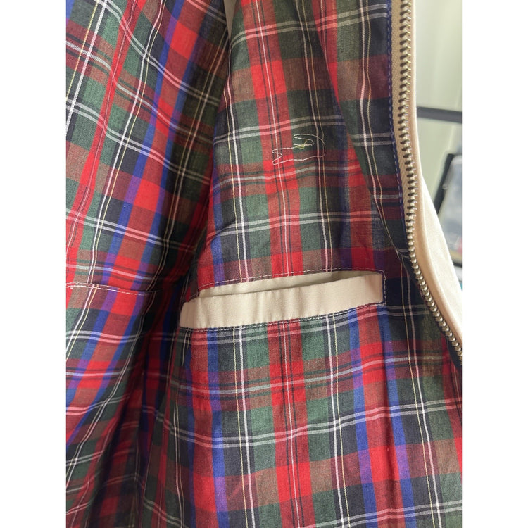 Men’s Vintage 80s Izod Lacoste Lined Cafe Racer Bomber Jacket Beige Khaki Sz L