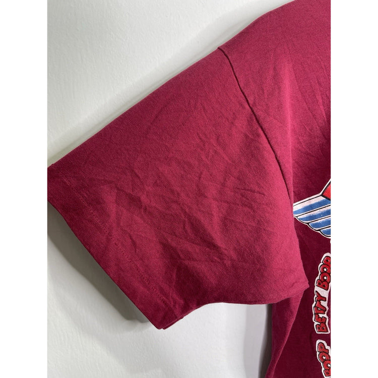 Vintage Adults Biker Betty ‘My Kind Of Town Chicago’ Graphic Maroon T Shirt Sz L