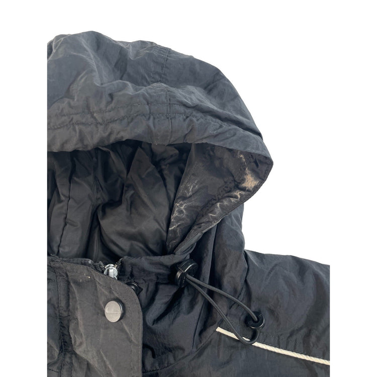 Youth Boys Vintage Nike Puffer Style Hooded Jacket Black Swoosh Logo Size L