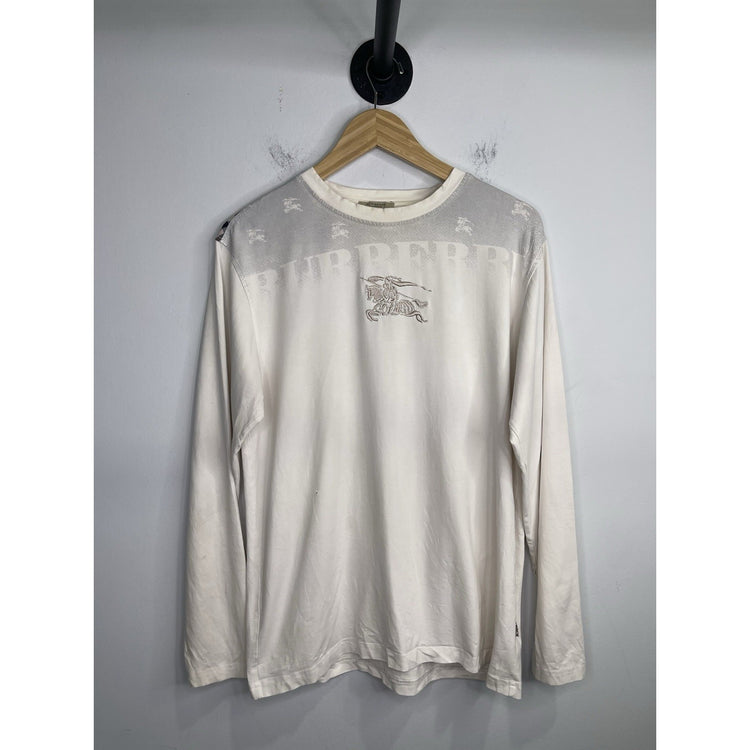 Burberry London Long Sleeve White T-shirt Size Large