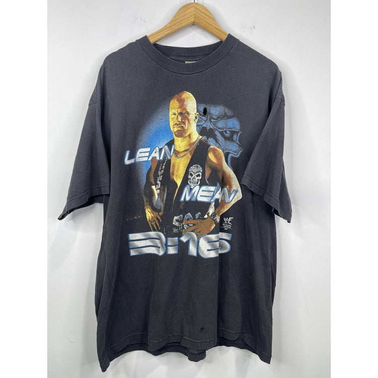 VTG Mens Stone Cold Steve Austin Lean Mean Double Sided Wrestling T Shirt Sz 2XL