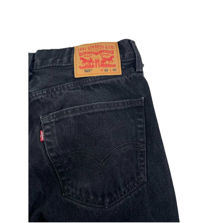 Mens Levis 505 Faded Black Straight Fit Denim Jeans Size 32x30
