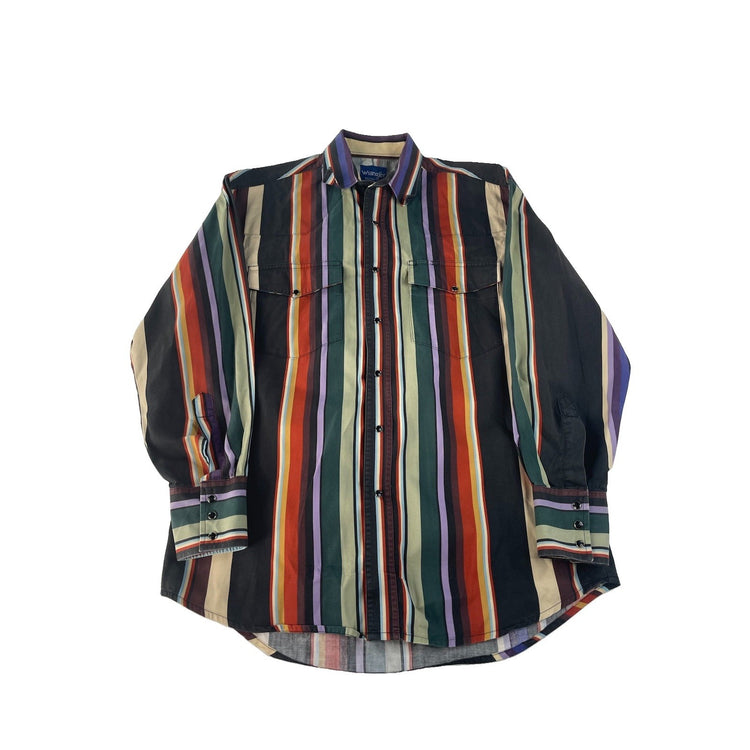 Men's Wrangler Multi-Color Striped Western Snap-Down Shirt Size L