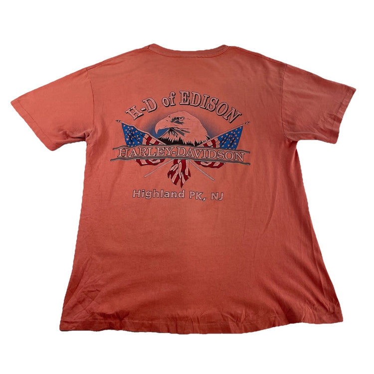 Mens Harley Davidson Motorcycle “H-D Of Edison” Peach Orange Basic Tee Size M