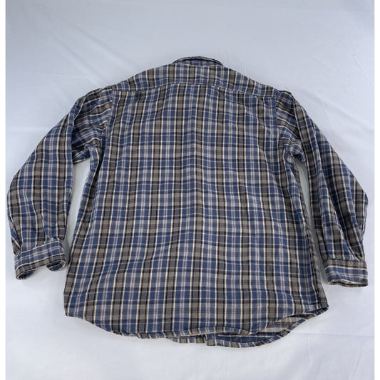 Mens Carhartt Blue & Gray Plaid Button Down Long Sleeve Shirt Size Large