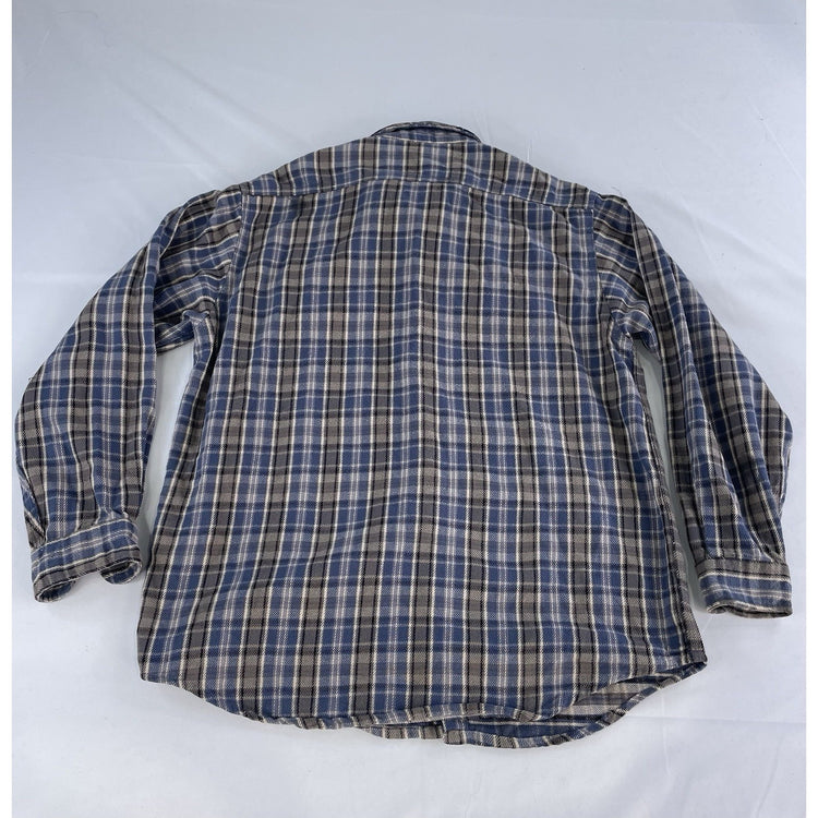 Mens Carhartt Blue & Gray Plaid Button Down Long Sleeve Shirt Size Large