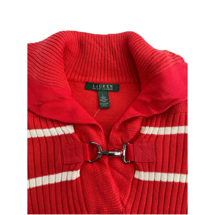 Womens Lauren Ralph Lauren Size Large Red & White Knitted Shirt