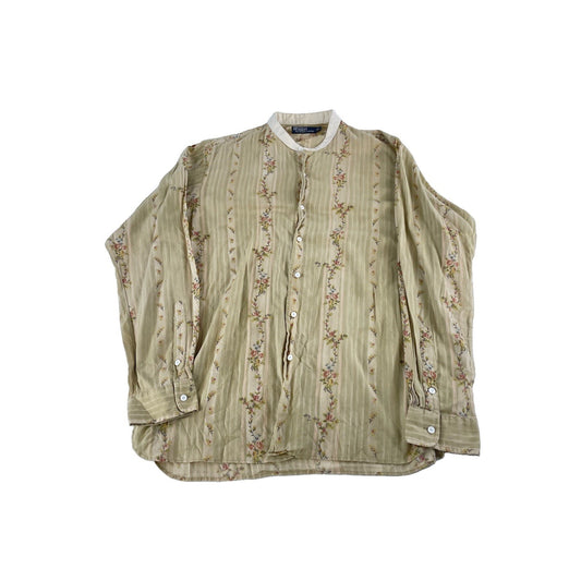 Mens Vintage Polo Ralph Lauren Tea Stained Floral Button Down Size Large