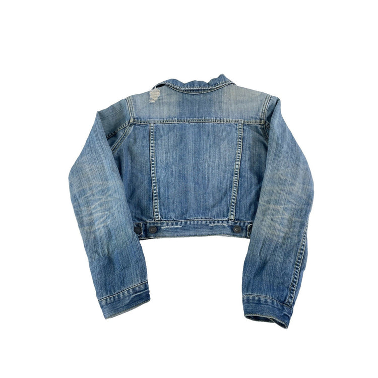 Women's American Eagle Outfitters Distressed Denim Jacket Blue Size S