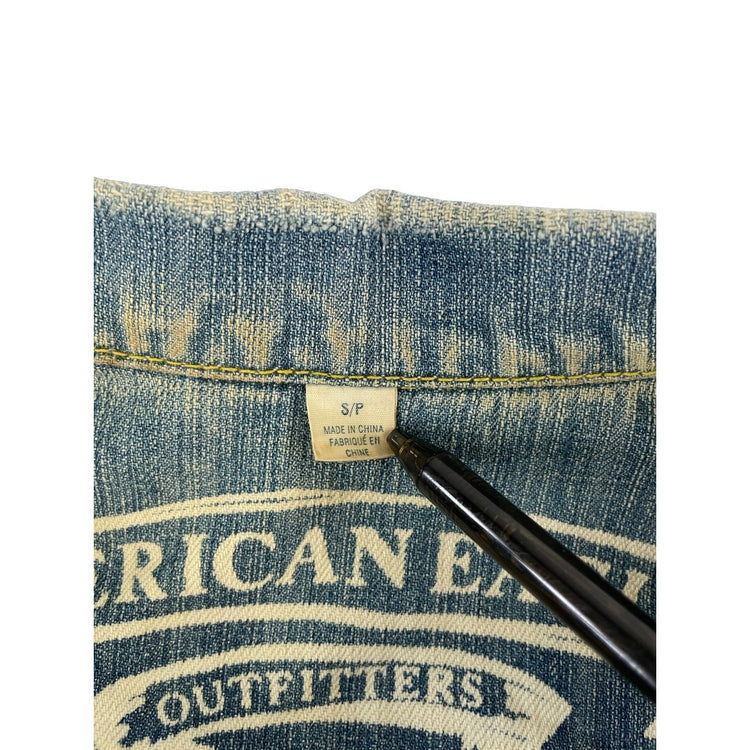Women's American Eagle Outfitters Distressed Denim Jacket Blue Size S
